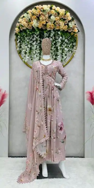 KD 1342 Light Peach Color Georgette Digital Printed Salwar Suit Casual, Party, Festive, Events Wedding Etc.  Expected Delivery 4-6 Working Days @2049/- | Casual Suits, Salwar suit, Creative suits, Designer Suits, Palazzo Suits, Party Wear Suits, Straight Suits