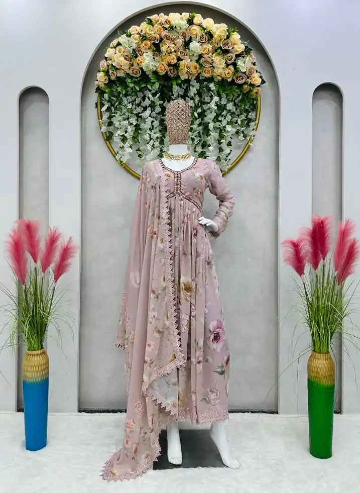 KD 1342 Light Peach Color Georgette Digital Printed Salwar Suit Casual, Party, Festive, Events Wedding Etc.  Expected Delivery 4-6 Working Days @2049/- | Casual Suits, Salwar suit, Creative suits, Designer Suits, Palazzo Suits, Party Wear Suits, Straight Suits