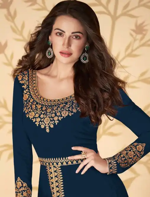 FC ASHIRWAD 7216 Navy Blue Color Georgette Embroidery Sharara Suit Wedding, Party, Festive Expected Delivery 4-6 Working Days @2299/- | Casual Suits, Jump Suits, Salwar suit, Creative suits, Designer Suits, Palazzo Suits, Party Wear Suits, Patiala Suits, Straight Suits