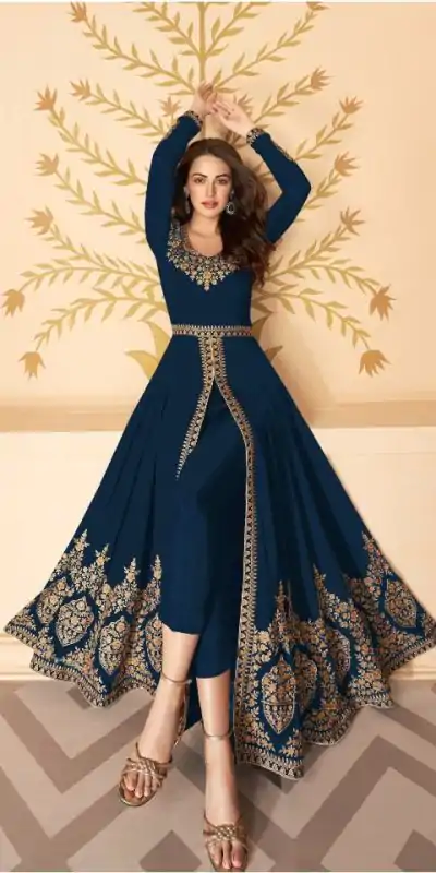 FC ASHIRWAD 7216 Navy Blue Color Georgette Embroidery Sharara Suit Wedding, Party, Festive Expected Delivery 4-6 Working Days @2299/- | Casual Suits, Jump Suits, Salwar suit, Creative suits, Designer Suits, Palazzo Suits, Party Wear Suits, Patiala Suits, Straight Suits