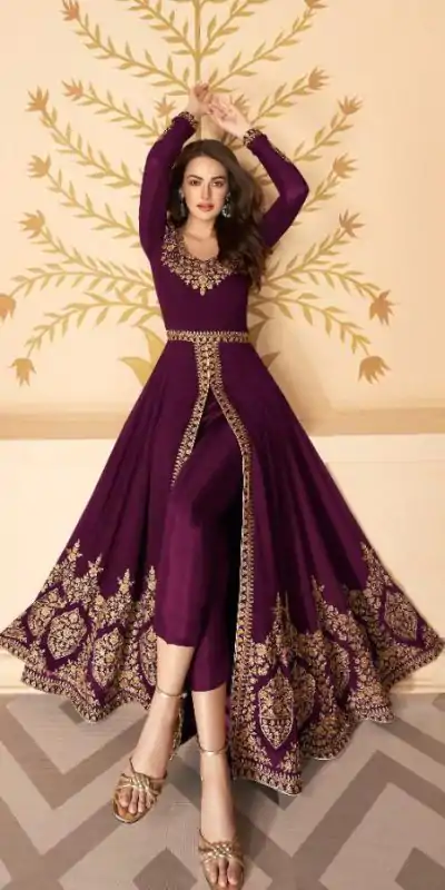 FC ASHIRWAD 7216 Purple Color Georgette Embroidery Sharara Suit Wedding, Party, Festive Expected Delivery 4-6 Working Days @2299/- | Casual Suits, Jump Suits, Salwar suit, Creative suits, Designer Suits, Palazzo Suits, Party Wear Suits, Patiala Suits, Straight Suits
