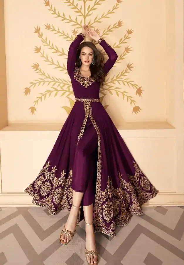 FC ASHIRWAD 7216 Purple Color Georgette Embroidery Sharara Suit Wedding, Party, Festive Expected Delivery 4-6 Working Days  @2299/- | Casual Suits, Jump Suits, Salwar suit, Creative suits, Designer Suits, Palazzo Suits, Party Wear Suits, Patiala Suits, Straight Suits