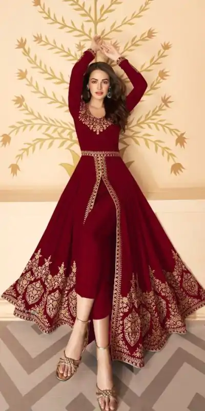 FC ASHIRWAD 7216 Red Color Georgette Embroidery Sharara Suit Wedding, Party, Festive Expected Delivery 4-6 Working Days @2299/- | Casual Suits, Jump Suits, Salwar suit, Creative suits, Designer Suits, Palazzo Suits, Party Wear Suits, Patiala Suits, Straight Suits