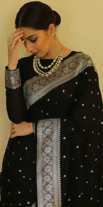 DDF Silver Black 4 Color Banarasi Soft Silk Ordinary Design Saree Casual, Party Wear, Events, Festivals Wear Etc. Expected Delivery 4-6 Working Days 1399/- | Designer Sarees, Embroidered Sarees, Sarees, Bollywood Sarees, Creative Sarees, Ethnic Saree, Modern Digital sarees, Party Wear Sarees