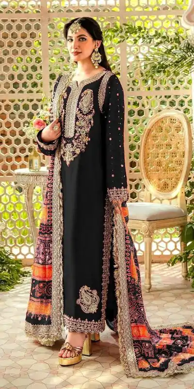 FC MARIA-A 1074 Black Color Georgette Embroidery Work Salwar Suit Wedding, Party, Festive events, Expected Delivery 4-6 Working Days @2149 | Casual Suits, Salwar suit, Creative suits, Designer Suits, Palazzo Suits, Party Wear Suits, Patiala Suits, Straight Suits