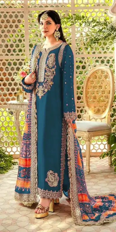 FC MARIA-A 1074 Blue Color Georgette Embroidery Work Salwar Suit Wedding, Party, Festive events, Expected Delivery 4-6 Working Days @2149 | Casual Suits, Salwar suit, Creative suits, Designer Suits, Palazzo Suits, Party Wear Suits, Patiala Suits, Straight Suits