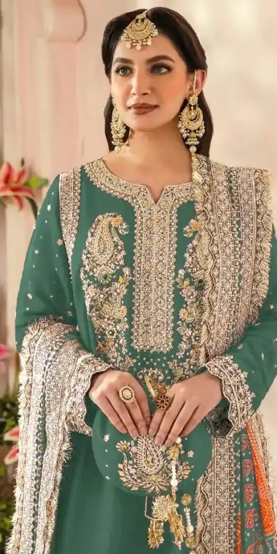 FC MARIA-A 1074 Green Color Georgette Embroidery Work Salwar Suit Wedding, Party, Festive events, Expected Delivery  4-6 Working Days @2149 | Casual Suits, Salwar suit, Creative suits, Designer Suits, Palazzo Suits, Party Wear Suits, Patiala Suits, Straight Suits