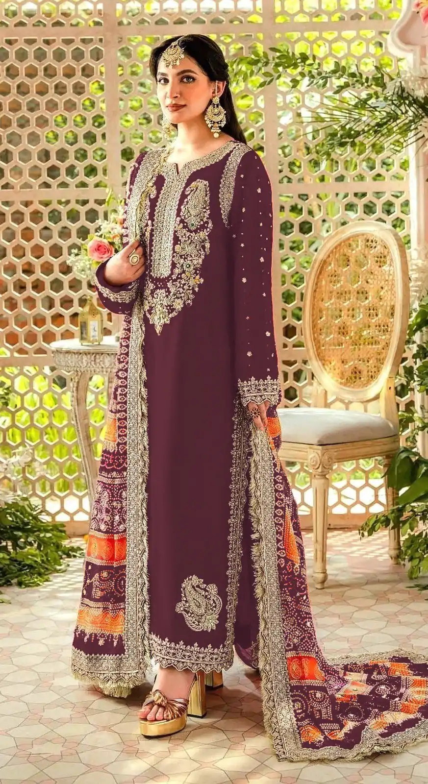 FC MARIA-A 1074 Wine Color Georgette Embroidery Work Salwar Suit Wedding, Party, Festive events, Expected Delivery  4-6 Working Days @2149 | Casual Suits, Salwar suit, Creative suits, Designer Suits, Palazzo Suits, Party Wear Suits, Patiala Suits, Straight Suits