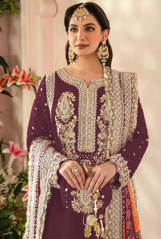 FC MARIA-A 1074 Wine Color Georgette Embroidery Work Salwar Suit Wedding, Party, Festive events, Expected Delivery  4-6 Working Days @2149 | Casual Suits, Salwar suit, Creative suits, Designer Suits, Palazzo Suits, Party Wear Suits, Patiala Suits, Straight Suits