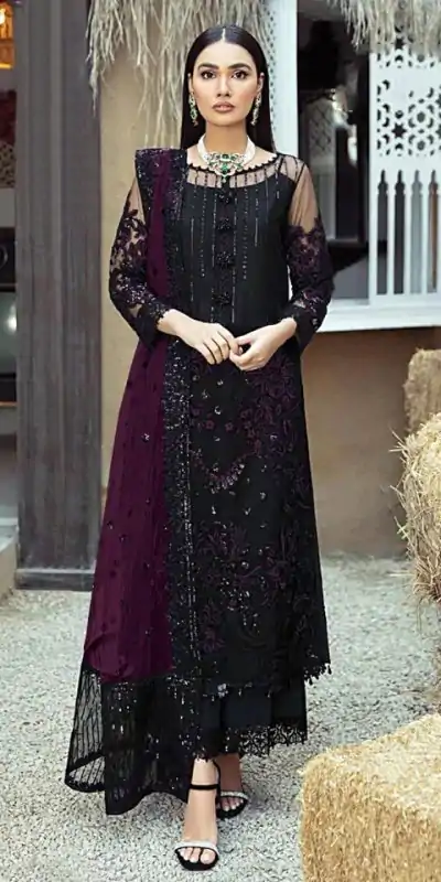 FC MARIA.A 1100 Black & Purple Color Georgette Embroidery Work Salwar Suit Wedding, Party, Festive events, Expected Delivery 4-6 Working Days @2049 | Casual Suits, Salwar suit, Creative suits, Designer Suits, Palazzo Suits, Party Wear Suits, Patiala Suits, Straight Suits