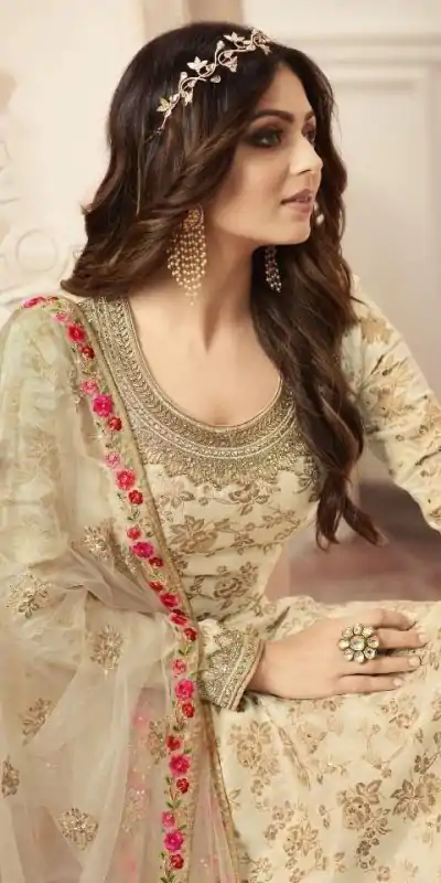 FC L.t 5404 Cream Color Jacquard Silk Georgette Diamond Sharara Suit Wedding, Party, Festive Expected Delivery 4-6 Working Days  @2999/- | Casual Suits, Jump Suits, Salwar suit, Creative suits, Designer Suits, Palazzo Suits, Party Wear Suits, Patiala Suits, Straight Suits