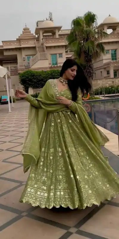 VLM 207 Green Color Georgette Embroidery Sequence Salwar Suit Wedding, Party, Festive, Events Expected Delivery 4-6 Working Days @ 2449/- Only | Casual Suits, Salwar suit, Creative suits, Designer Suits, Party Wear Suits, Straight Suits