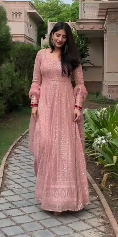 VLM 207 Pink Color Georgette Embroidery Sequence Salwar Suit Wedding, Party, Festive, Events Expected Delivery 4-6 Working Days @ 2449/- Only | Casual Suits, Salwar suit, Creative suits, Designer Suits, Party Wear Suits, Straight Suits