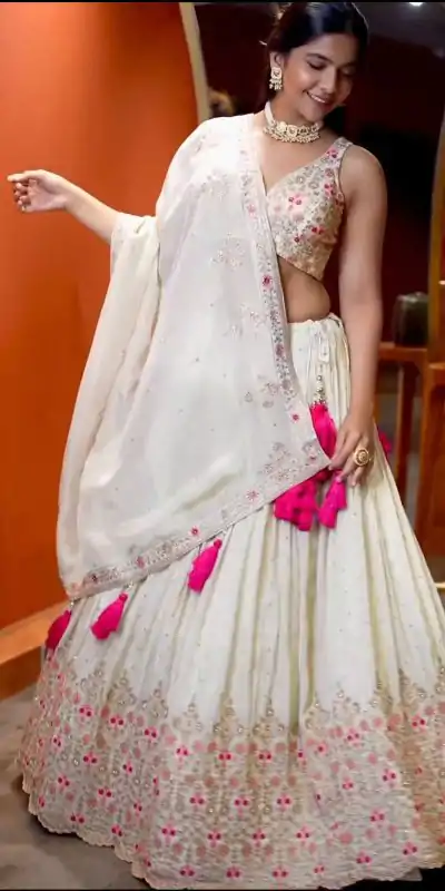 NSR 818 White Color Georgette Embroidery Lehenga Choli Casual, Party Festive, Events Etc. Expected Delivery 4-6 Working Days @2149/- | Lehenga, Bollywood Lehenga, Creative Lehenga, Designer Lehenga, Embroidered Lehenga, Party Wear Lehenga, Straight Suits