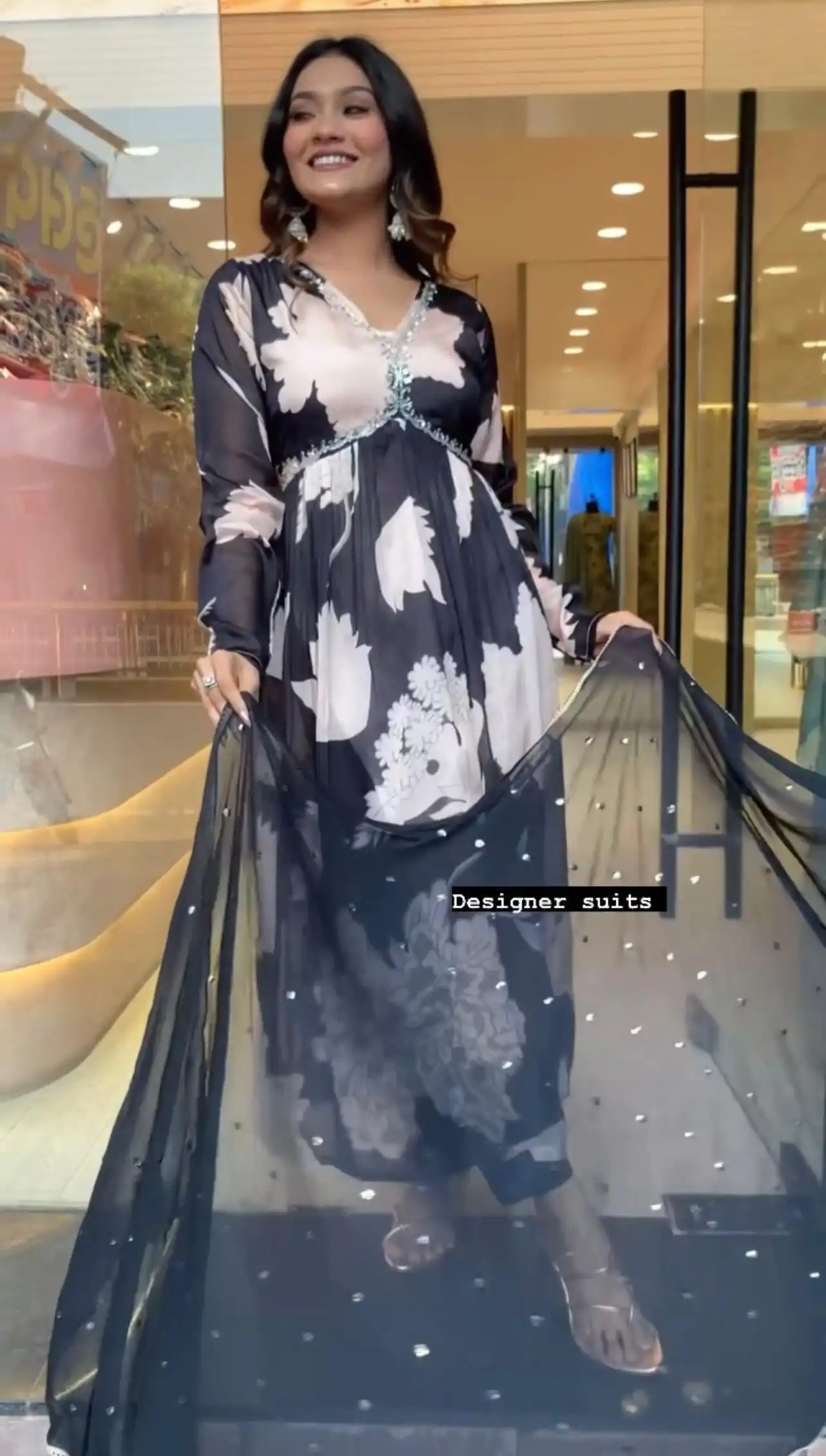 KD 1374 Black Color Chinon Silk Digital Printed Salwar Suit Casual, Party, Festive, Events Wedding Etc.  Expected Delivery 4-6 Working Days @2049/- | Casual Suits, Salwar suit, Creative suits, Designer Suits, Palazzo Suits, Party Wear Suits, Straight Suits