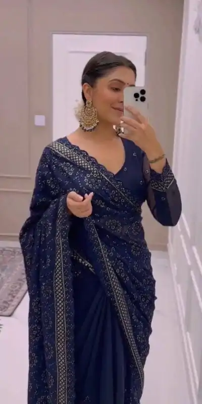 JR 621 Navy Blue Color Georgette Embroidery Sequence Saree Casual, Wedding, Festive, Events Expected Delivery  4-6 Working Days @1799/- | Designer Sarees, Embroidered Sarees, Sarees, Bollywood Sarees, Creative Sarees, Ethnic Saree, Modern Digital sarees, Party Wear Sarees