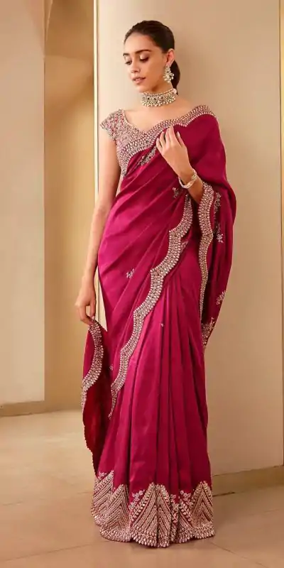 BT 1233 Pink Color Vichitra Silk Sequins Embroidery Saree Casual, Party Wear, Traditional Wear, Wedding Wear, Events Etc.@1999/- | Designer Sarees, Sarees, Bollywood Sarees, Creative Sarees, Ethnic Saree, Modern Digital sarees, Party Wear Sarees