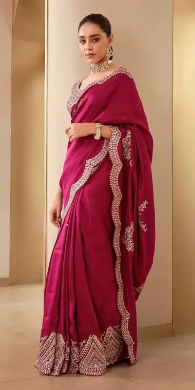 BT 1233 Pink Color Vichitra Silk Sequins Embroidery Saree Casual, Party Wear, Traditional Wear, Wedding Wear, Events Etc.@1999/- | Designer Sarees, Sarees, Bollywood Sarees, Creative Sarees, Ethnic Saree, Modern Digital sarees, Party Wear Sarees