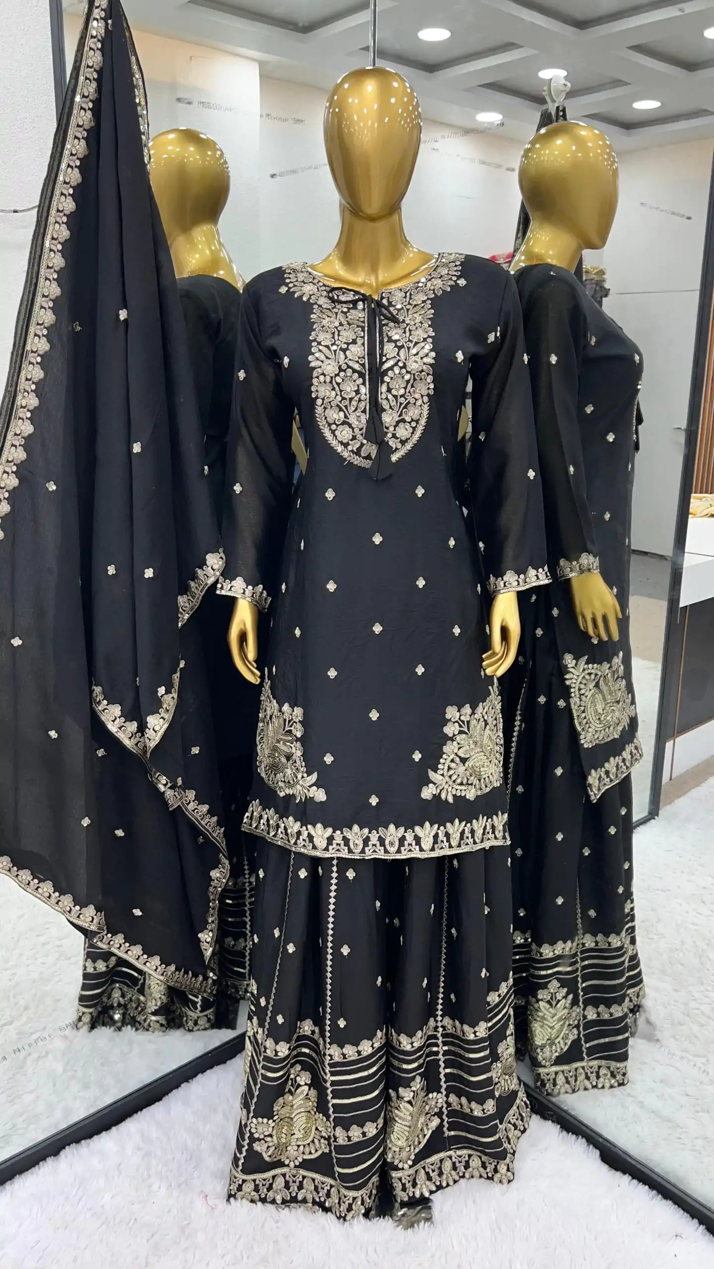 SRK 5169 Black Color Pure Chinnon Silk Embroidery Sequence Salwar Suit Wedding, Party, Festive, Events Expected Delivery 4-6 Working Days @ 2099/- | Casual Suits, Jump Suits, Salwar suit, Creative suits, Designer Suits, Palazzo Suits, Party Wear Suits, Patiala Suits, Straight Suits