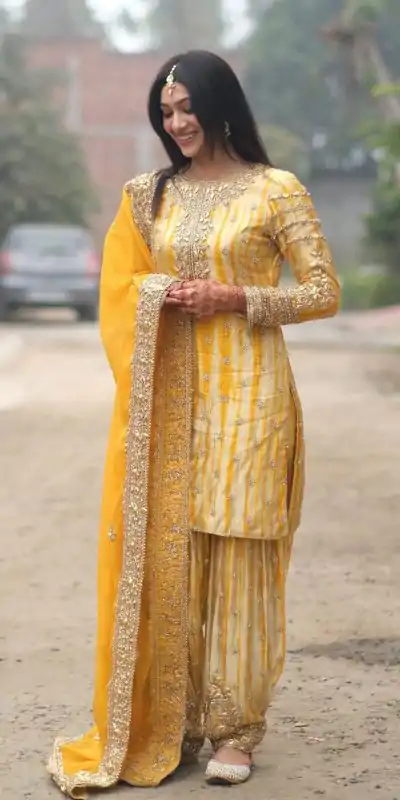 SSR 480 Yellow Color Chinnon Embroidery Sequence Salwar Suit Wedding, Party, Festive, Events Expected Delivery 4-6 Working Days @ 2499/- | Casual Suits, Jump Suits, Salwar suit, Creative suits, Designer Suits, Palazzo Suits, Party Wear Suits, Patiala Suits, Straight Suits