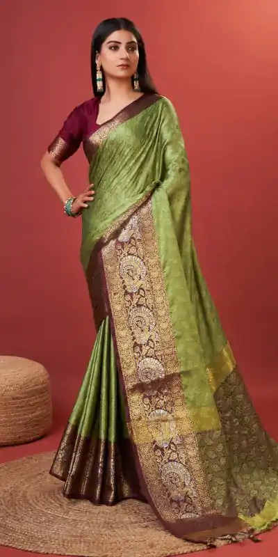 MB 3259 Green Color Rich Cotton Jacquard Silk Saree Casual, Wedding, Party, Festival, Events, Etc. Expected Delivery 4-6 Working Days @1499/- | Designer Sarees, Embroidered Sarees, Sarees, Bollywood Sarees, Creative Sarees, Ethnic Saree, Modern Digital sarees, Party Wear Sarees