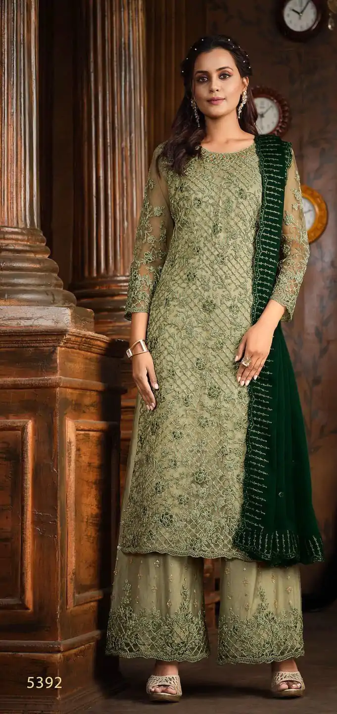FC Vippul 5392 Green Color Heavy Net Coding Sequence Embroidery Salwar Suit Wedding, Party, Festive events, Expected Delivery  4-6 Working Days @2849 | Casual Suits, Salwar suit, Creative suits, Designer Suits, Palazzo Suits, Party Wear Suits, Patiala Suits, Straight Suits