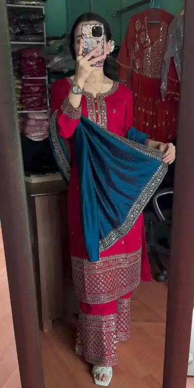 SRK 5140 Pink Color Pure Chinnon Silk Embroidery Sequence Salwar Suit Wedding, Party, Festive, Events Expected Delivery 4-6 Working Days @ 1899/- | Casual Suits, Jump Suits, Salwar suit, Creative suits, Designer Suits, Palazzo Suits, Party Wear Suits, Patiala Suits, Straight Suits