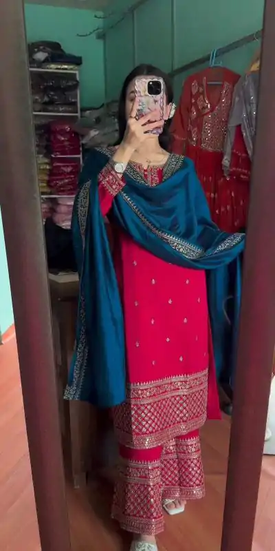 SRK 5140 Pink Color Pure Chinnon Silk Embroidery Sequence Salwar Suit Wedding, Party, Festive, Events Expected Delivery 4-6 Working Days @ 1899/- | Casual Suits, Jump Suits, Salwar suit, Creative suits, Designer Suits, Palazzo Suits, Party Wear Suits, Patiala Suits, Straight Suits