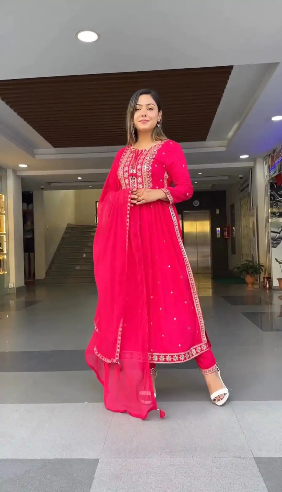 SRK 5039 Pink Color Georgette Embroidery Sequence Salwar Suit Casual, Wedding, Party, Festive, Events . Expected Delivery 4-6 Working Days @1999/- | Casual Suits, Salwar suit, Creative suits, Designer Suits, Palazzo Suits, Party Wear Suits, Patiala Suits, Straight Suits