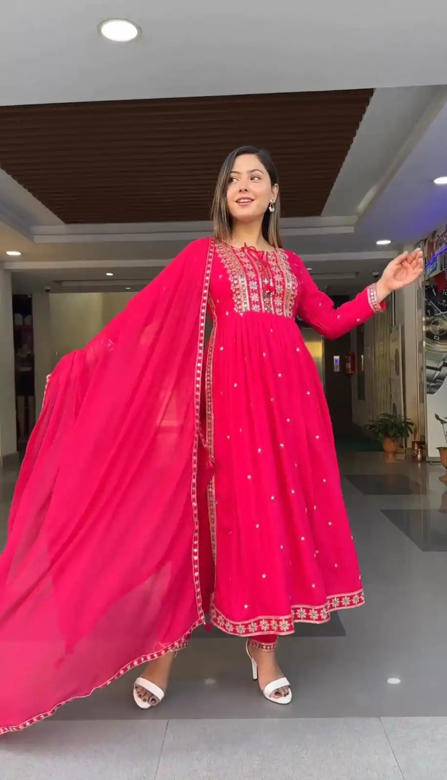 SRK 5039 Pink Color Georgette Embroidery Sequence Salwar Suit Casual, Wedding, Party, Festive, Events . Expected Delivery 4-6 Working Days @1999/- | Casual Suits, Salwar suit, Creative suits, Designer Suits, Palazzo Suits, Party Wear Suits, Patiala Suits, Straight Suits