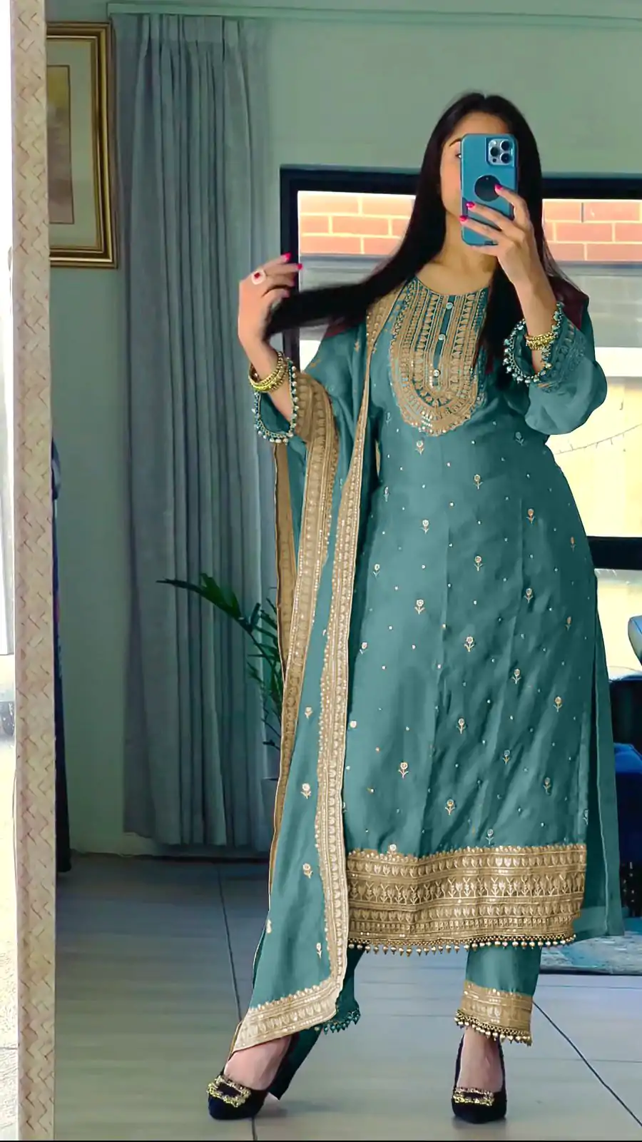 NSR 814 Royal Blue Color Pure Chinnon Silk Embroidery Sequence Salwar Suit Casual, Party Festive, Events Etc. Expected Delivery 4-6 Working Days @2049/- | Casual Suits, Jump Suits, Salwar suit, Creative suits, Designer Suits, Palazzo Suits, Party Wear Suits, Patiala Suits, Straight Suits
