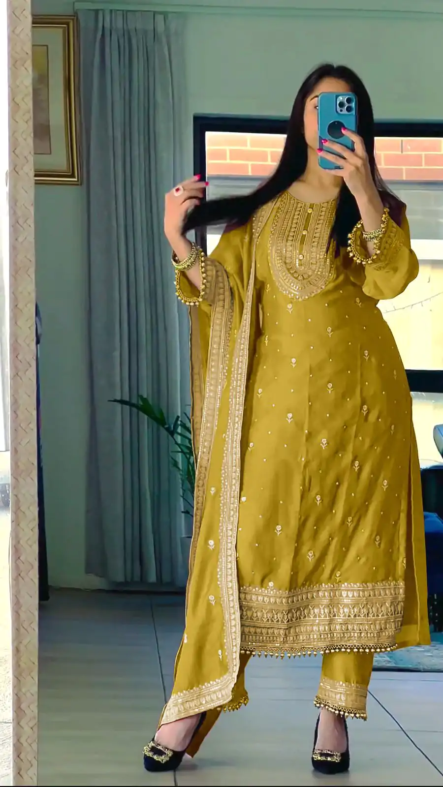 NSR 814 Yellow Color Pure Chinnon Silk Embroidery Sequence Salwar Suit Casual, Party Festive, Events Etc. Expected Delivery 4-6 Working Days @2049/- | Casual Suits, Jump Suits, Salwar suit, Creative suits, Designer Suits, Palazzo Suits, Party Wear Suits, Patiala Suits, Straight Suits