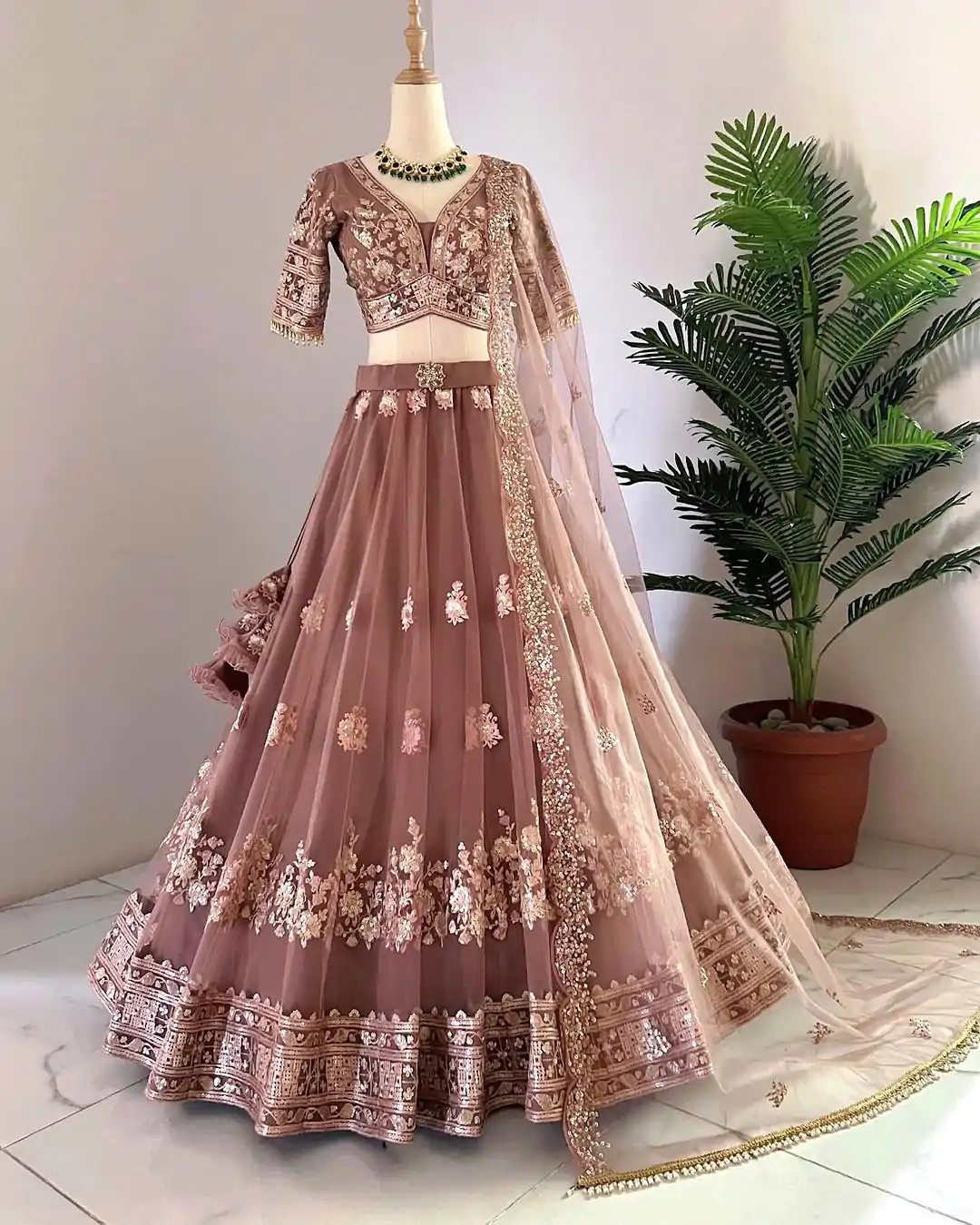 ZSR 3074 Peach Color Georgette Embroidery Sequence Lehenga Choli Wedding, Party, Events Etc. Expected Delivery 4-6 Working Days 2149/- | Lehenga, Bollywood Lehenga, Creative Lehenga, Designer Lehenga, Embroidered Lehenga, Party Wear Lehenga