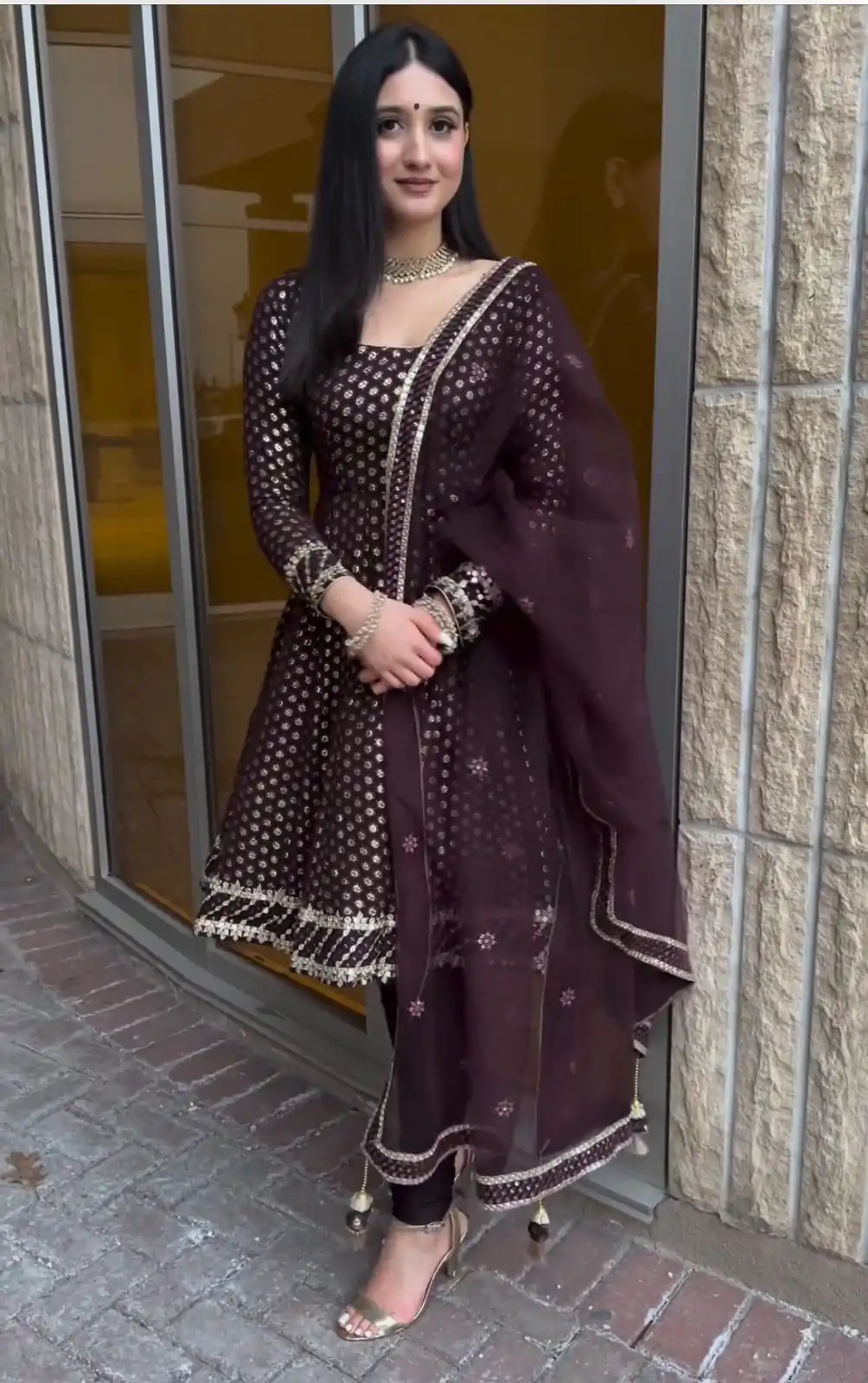 NF 1185 Brown Color Georgette Embroidery Sequence Salwar Suit Casual, Wedding, Party, Festive, Events . Expected Delivery  4-6 Working Days @2099 | Casual Suits, Salwar suit, Creative suits, Designer Suits, Palazzo Suits, Party Wear Suits, Patiala Suits, Straight Suits