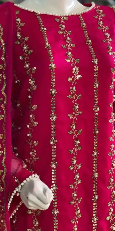 SRK 5121 Pink Color Georgette Heavy Sequence Embroidery Salwar Suit Wedding, Party, Festive, Events Expected Delivery 4-6 Working Days @ 1899/- | Casual Suits, Jump Suits, Salwar suit, Creative suits, Designer Suits, Palazzo Suits, Party Wear Suits, Patiala Suits, Straight Suits