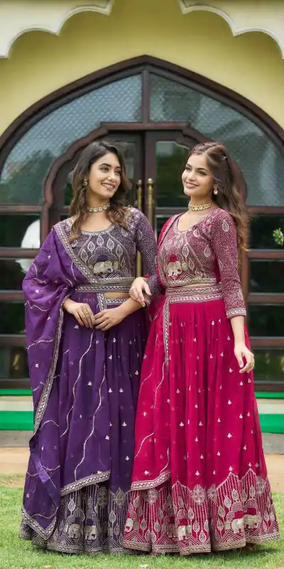Ram 023 Rani Color Sequence Georgette Embroidery Lehenga Choli Casual, Wedding, Festive, Events Expected Delivery 4-6 Working Days @3049/- | Lehenga, Bollywood Lehenga, Creative Lehenga, Designer Lehenga, Embroidered Lehenga, Party Wear Lehenga