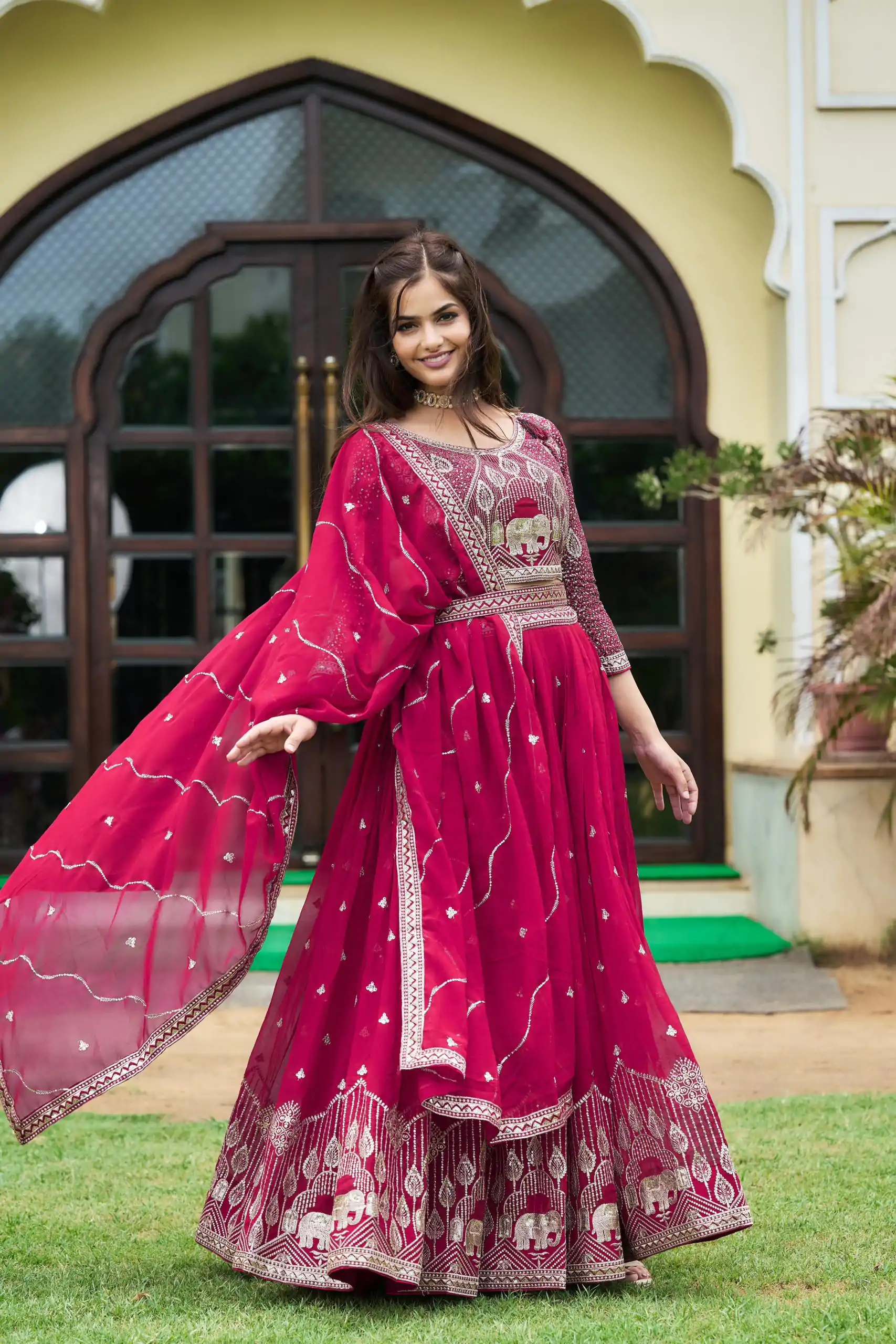 Ram 023 Rani Color Sequence Georgette Embroidery Lehenga Choli Casual, Wedding, Festive, Events Expected Delivery 4-6 Working Days @3049/- | Lehenga, Bollywood Lehenga, Creative Lehenga, Designer Lehenga, Embroidered Lehenga, Party Wear Lehenga