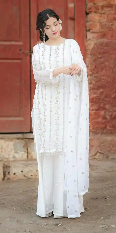 SRK 5121 White Color Georgette Heavy Sequence Embroidery Salwar Suit Wedding, Party, Festive, Events Expected Delivery 4-6 Working Days @ 1899/- | Casual Suits, Jump Suits, Salwar suit, Creative suits, Designer Suits, Palazzo Suits, Party Wear Suits, Patiala Suits, Straight Suits
