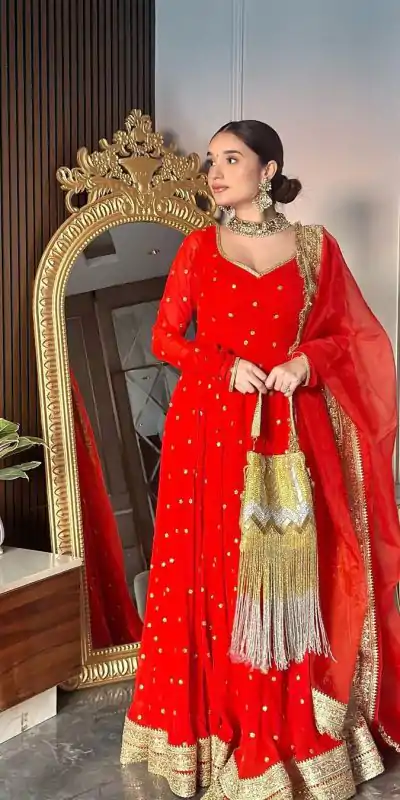 RTC 5652 Red Color Georgette Thread Sequence Anarkali Suit Casual, Wedding, Party, Festive, Events. Expected Delivery 4-6 Working Days @2149/- | Anarkali Suits, Bollywood Anarkali, Creative-Anarkali, Designer Anarkali, Embroidered Anarkali, Party Wear Anarkali