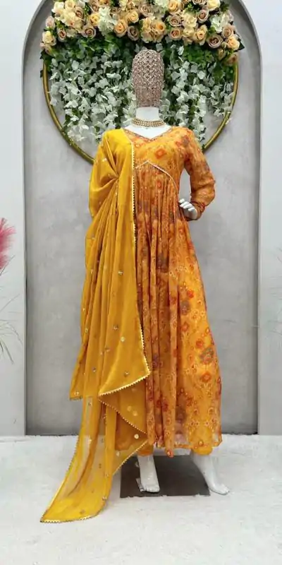 RTC 5575 Yellow Color Foix Georgette Digital Printed Salwar Suit Wedding, Party, Festive, Events Etc. Expected Delivery 4-6 Working Days @2049/- | Casual Suits, Salwar suit, Creative suits, Designer Suits, Palazzo Suits, Party Wear Suits, Patiala Suits, Straight Suits
