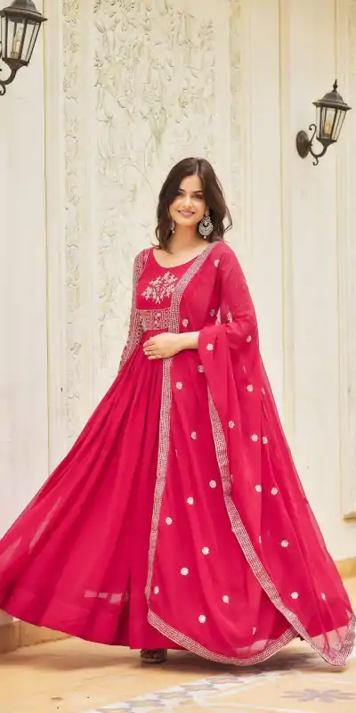 Ram 025 Pink Color Georgette Sequence Embroidery Gown Casual, Wedding, Festive, Events Expected Delivery 4-6 Working Days @1999/- | Gowns, Bollywood Gowns, Creative Gowns, Designer Gowns, Embroidered Gowns, Party Wear Gowns