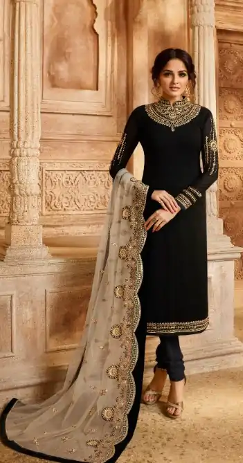 FC TL 3007 Black Color Georgette Embroidery Sharara Suit Wedding, Party, Festive Expected Delivery 4-6 Working Days  @2449/- | Casual Suits, Jump Suits, Salwar suit, Creative suits, Designer Suits, Palazzo Suits, Party Wear Suits, Patiala Suits, Straight Suits