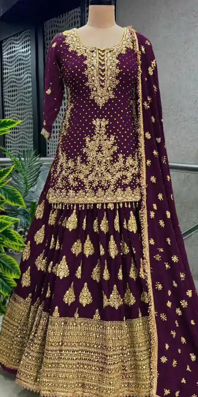 NSR 806 Purple Color Pure Chinnon Silk Embroidery Lehenga Choli Casual, Party Festive, Events Etc. Expected Delivery 4-6 Working Days @2199/- | Lehenga, Bollywood Lehenga, Creative Lehenga, Designer Lehenga, Embroidered Lehenga, Party Wear Lehenga, Straight Suits