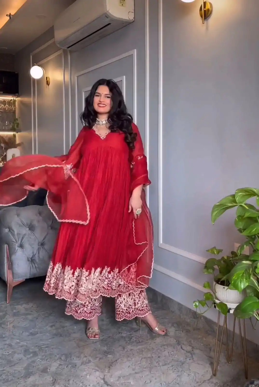 NF 1205 Red Color Chinon Silk Embroidery Salwar Suit Casual, Wedding, Party, Festive, Events . Expected Delivery  4-6 Working Days @2149 | Casual Suits, Salwar suit, Creative suits, Designer Suits, Palazzo Suits, Party Wear Suits, Patiala Suits, Straight Suits