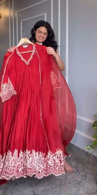 NF 1205 Red Color Chinon Silk Embroidery Salwar Suit Casual, Wedding, Party, Festive, Events . Expected Delivery 4-6 Working Days @2149 | Casual Suits, Salwar suit, Creative suits, Designer Suits, Palazzo Suits, Party Wear Suits, Patiala Suits, Straight Suits