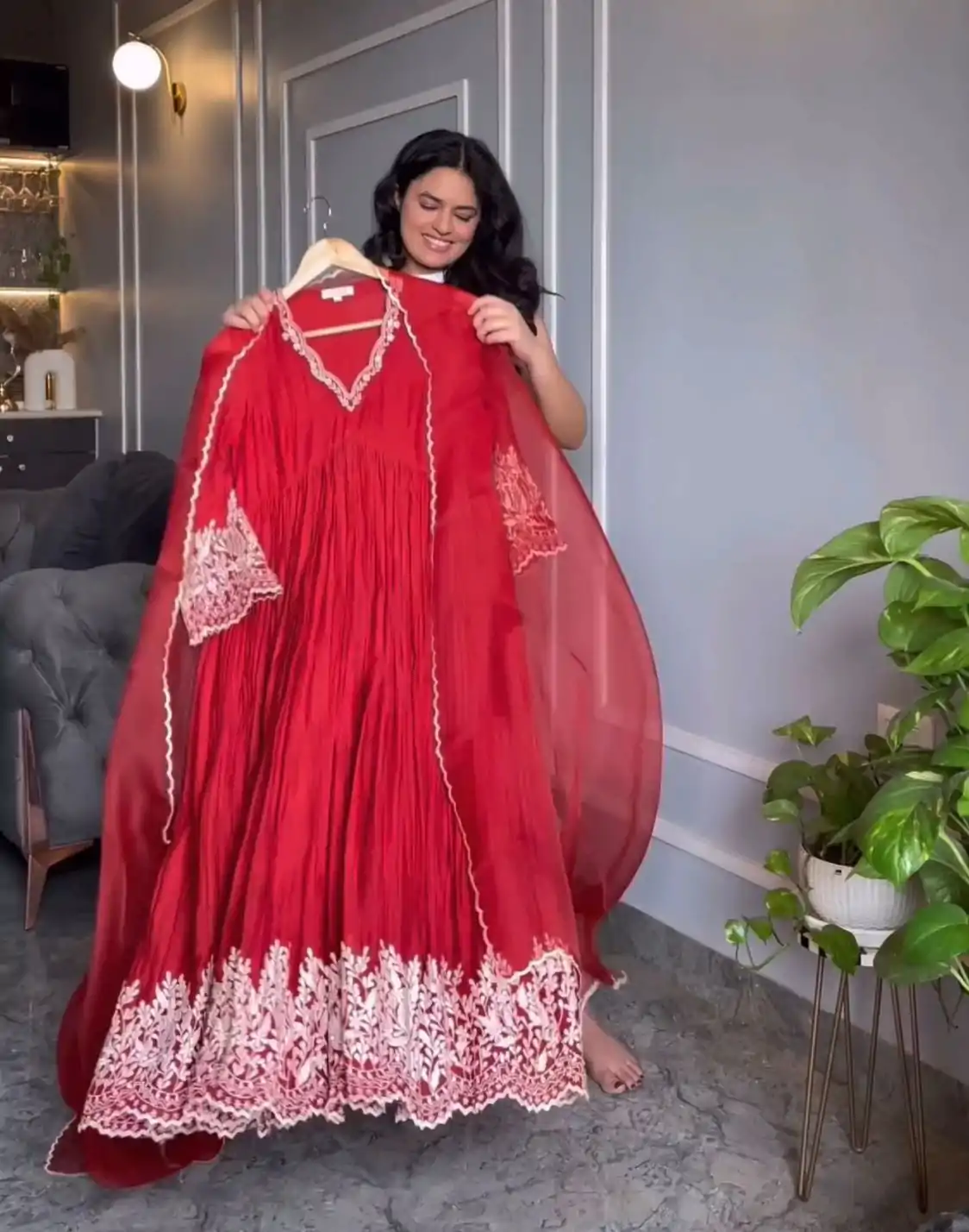 NF 1205 Red Color Chinon Silk Embroidery Salwar Suit Casual, Wedding, Party, Festive, Events . Expected Delivery  4-6 Working Days @2149 | Casual Suits, Salwar suit, Creative suits, Designer Suits, Palazzo Suits, Party Wear Suits, Patiala Suits, Straight Suits