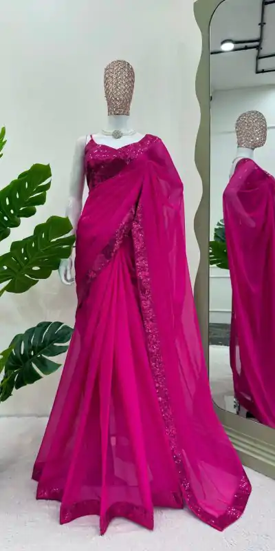 KD 503 Rani Pink Color Tabby Silk Sequence Beglory Silk Saree Casual, Party Wear, Wedding, Events Etc. Expected Delivery 4-6 Working Days @1999/- | Designer Sarees, Embroidered Sarees, Sarees, Bollywood Sarees, Creative Sarees, Ethnic Saree, Modern Digital sarees, Party Wear Sarees