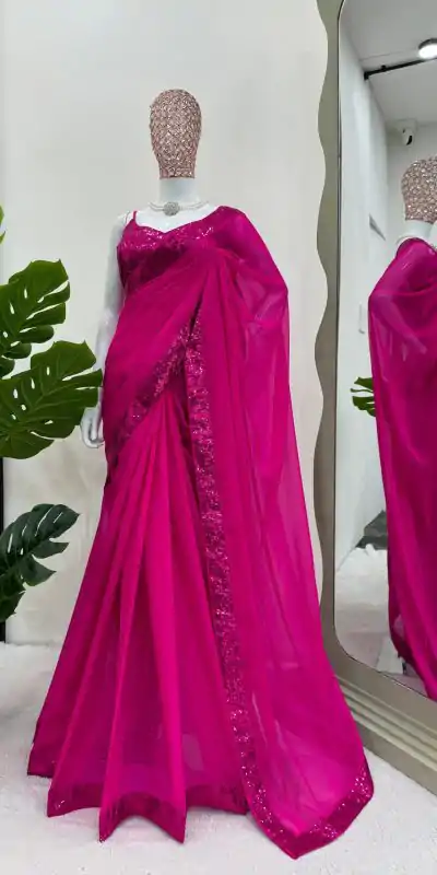 KD 503 Rani Pink Color Tabby Silk Sequence Beglory Silk Saree Casual, Party Wear, Wedding, Events Etc. Expected Delivery 4-6 Working Days @1999/- | Designer Sarees, Embroidered Sarees, Sarees, Bollywood Sarees, Creative Sarees, Ethnic Saree, Modern Digital sarees, Party Wear Sarees