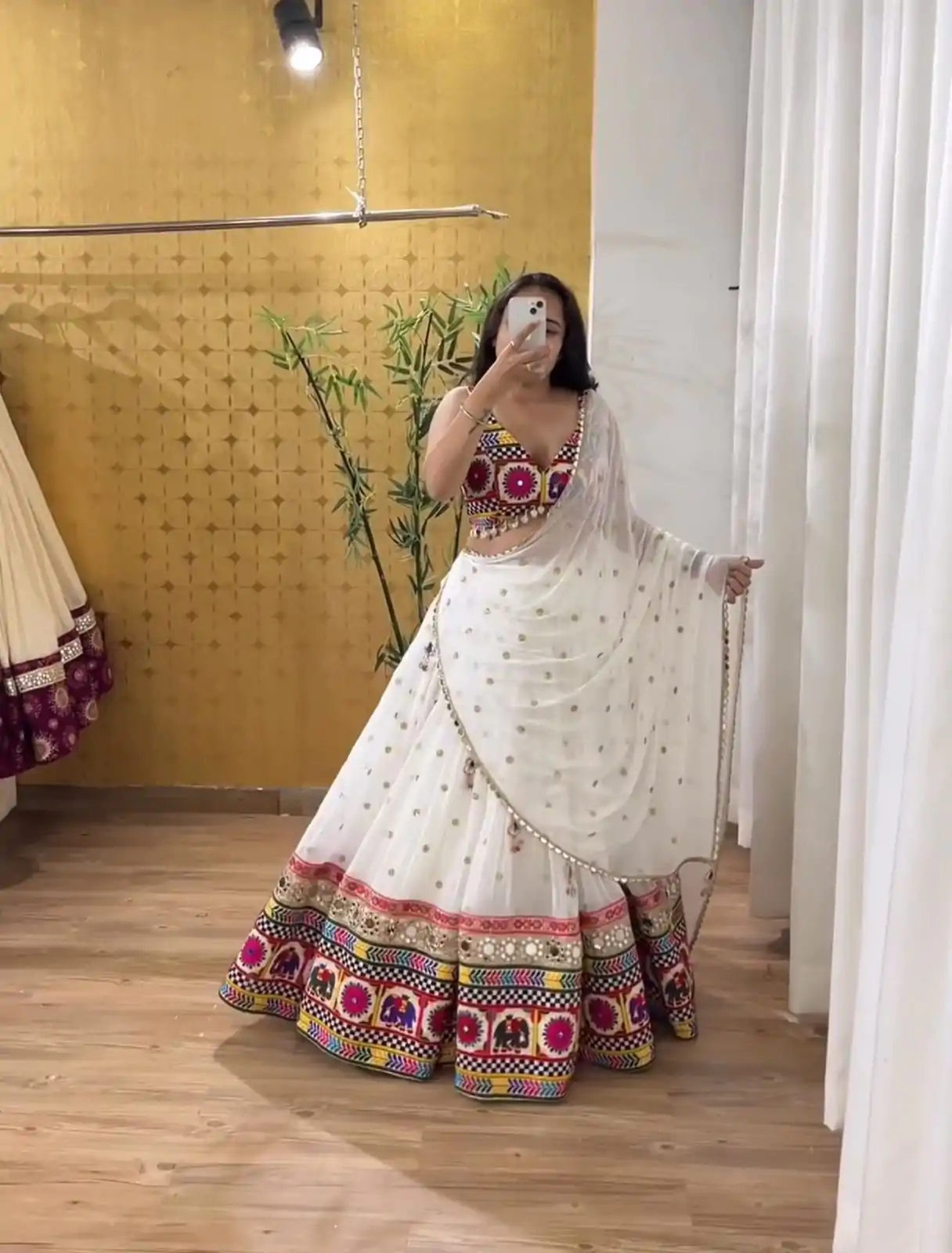 PC N04 White Color Georgette Heavy Gamathi Work Lehenga Choli Casual, Party Wear, Events, Festivals Wear Expected Delivery 4-6 Working Days @2629/- | Lehenga, Bollywood Lehenga, Creative Lehenga, Designer Lehenga, Embroidered Lehenga, Party Wear Lehenga