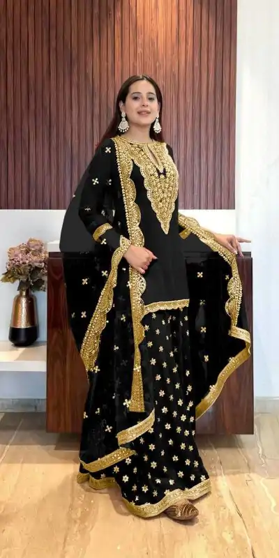 NSR 784 Black Color Georgette Embroidery Sequence Mirror Hand Work Salwar Suit Casual, Party Festive, Events Etc. Expected Delivery 4-6 Working Days @2050/ | Casual Suits, Jump Suits, Salwar suit, Creative suits, Designer Suits, Palazzo Suits, Party Wear Suits, Patiala Suits, Straight Suits